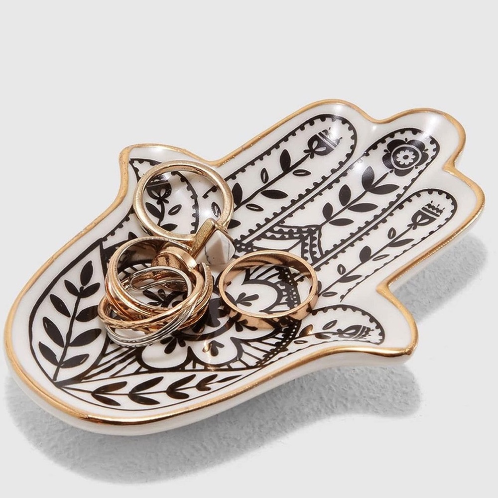 Natural Life Hamsa Evil Eye Fatima Trinket Dish